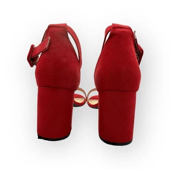 NWT CL By Laundry Womens Jody Super Suede Sandals Ruby Red Size 10M