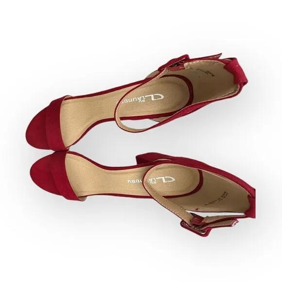 NWT CL By Laundry Womens Jody Super Suede Sandals Ruby Red Size 10M