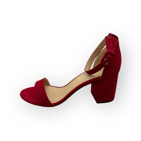 NWT CL By Laundry Womens Jody Super Suede Sandals Ruby Red Size 10M
