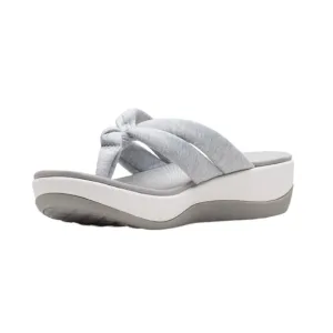 NWT Clarks Arla Kaylie Thong Terry Fabric Flip Flop Sandals Light Gray &amp; White 9