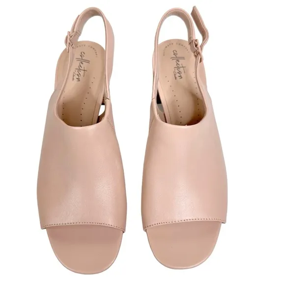 NWT Clarks Collection Elisa Kristie Block Heel Sandals SZ 11 Beige Tan Nude