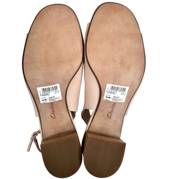 NWT Clarks Collection Elisa Kristie Block Heel Sandals SZ 11 Beige Tan Nude