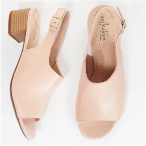 NWT Clarks Collection Elisa Kristie Block Heel Sandals SZ 11 Beige Tan Nude