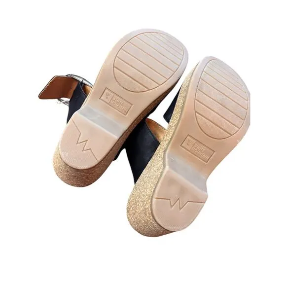 NWT Cliffs White Mountain Wedge Sandals Copious Slip On Sandals Size 6 Black