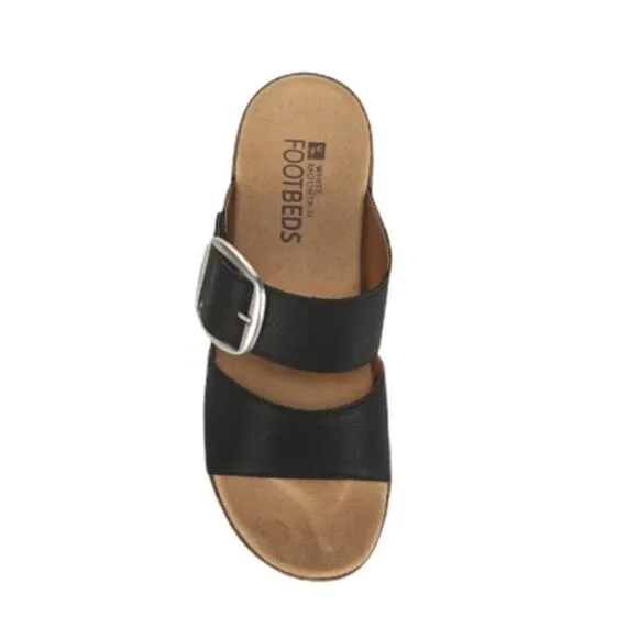 NWT Cliffs White Mountain Wedge Sandals Copious Slip On Sandals Size 6 Black