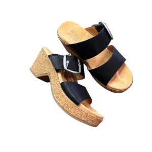NWT Cliffs White Mountain Wedge Sandals Copious Slip On Sandals Size 6 Black