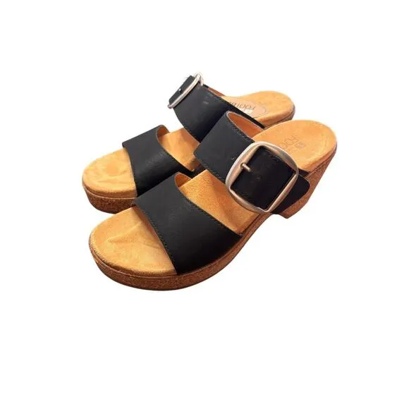 NWT Cliffs White Mountain Wedge Sandals Copious Slip On Sandals Size 6 Black