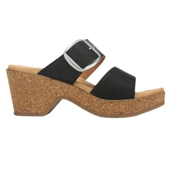NWT Cliffs White Mountain Wedge Sandals Copious Slip On Sandals Size 6 Black