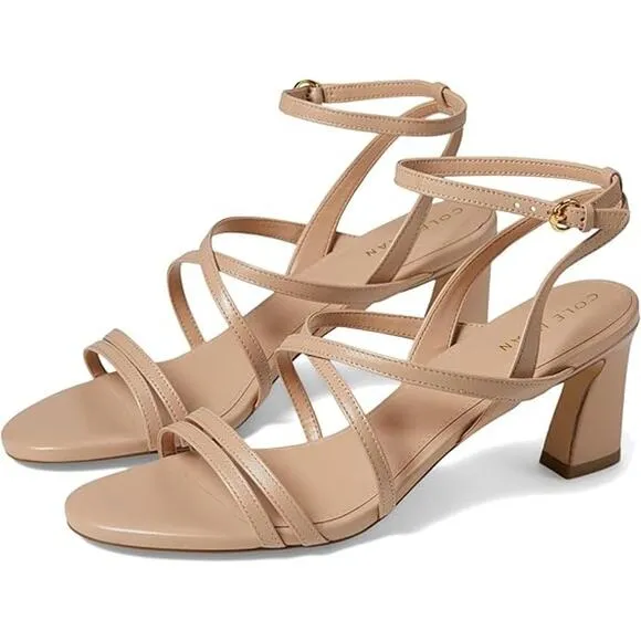 NWT Cole Haan Women's Addie Strappy Sandals Heeled, Brush Leather-Size 10