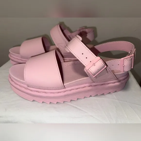 NWT Dr Martens Mono Voss Pink Leather Platform Strap Sandals Size 11L