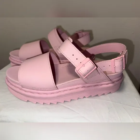 NWT Dr Martens Mono Voss Pink Leather Platform Strap Sandals Size 11L