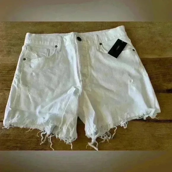 NWT Edyson Delon High Rise Shorts, White, Distressed, Fringe~Sizes 29 &amp; 30
