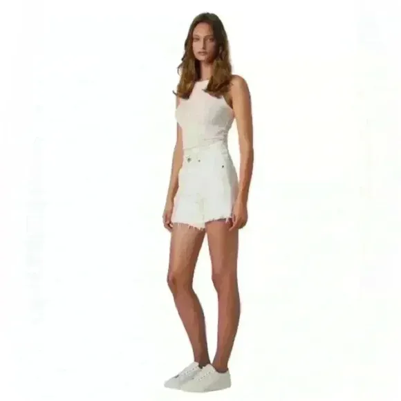 NWT Edyson Delon High Rise Shorts, White, Distressed, Fringe~Sizes 29 &amp; 30