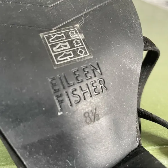 NWT Eileen Fisher POET Wedge Sandals in Black Tumbled Nubuck Leather