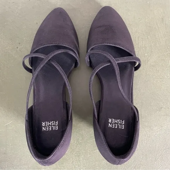 NWT Eileen Fisher POET Wedge Sandals in Black Tumbled Nubuck Leather