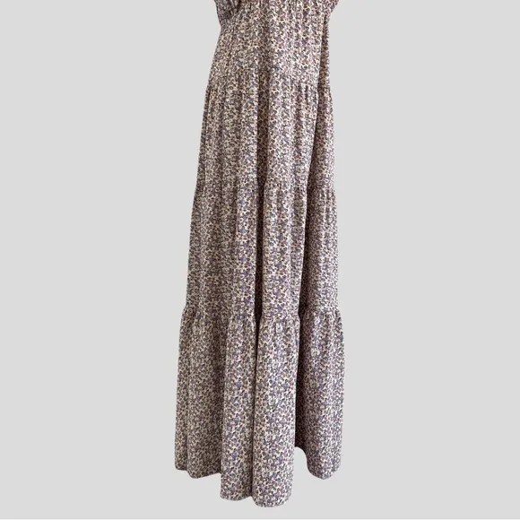 NWT English Factory Floral Ruffle Sleeve Maxi Dress in Ivory Multi