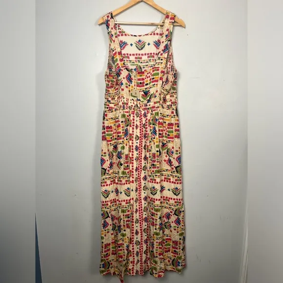 NWT FatFace Carmen Natural Trail Marks Maxi Dress size 14 reg