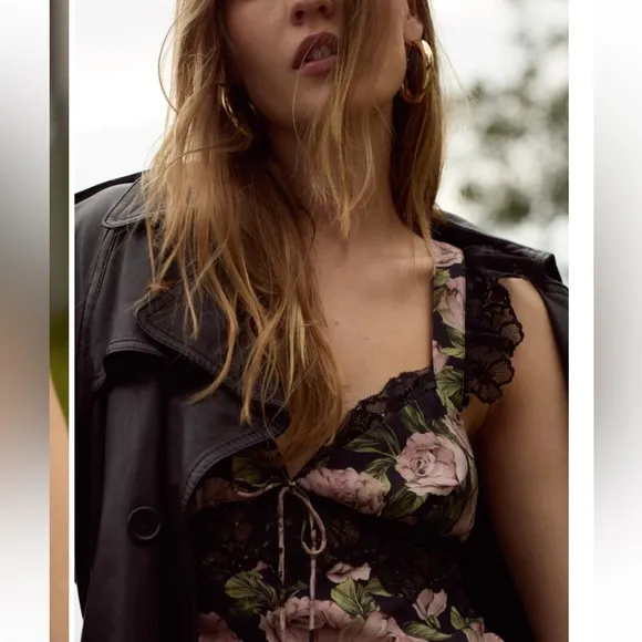 NWT For Love &amp; Lemons Fallen Rose Maxi Dress