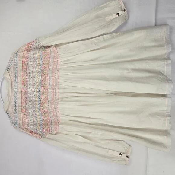 NWT Free People Anna Marie Shirt Dress with Slip Boho Embroidered Size M
