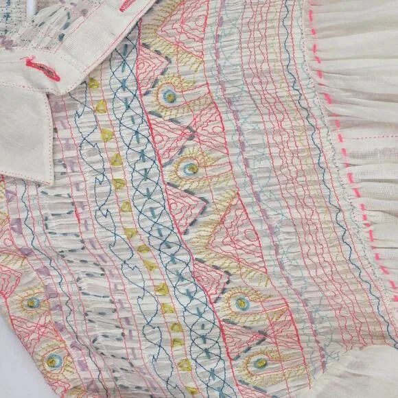 NWT Free People Anna Marie Shirt Dress with Slip Boho Embroidered Size M