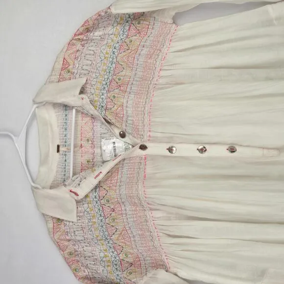 NWT Free People Anna Marie Shirt Dress with Slip Boho Embroidered Size M