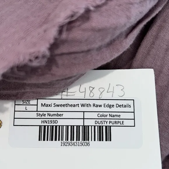 NWT FREE THE ROSES MAXI DRESS SWEETHEART NECKLINE RAW EDGE DETAILS Size: Large