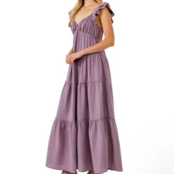 NWT FREE THE ROSES MAXI DRESS SWEETHEART NECKLINE RAW EDGE DETAILS Size: Large