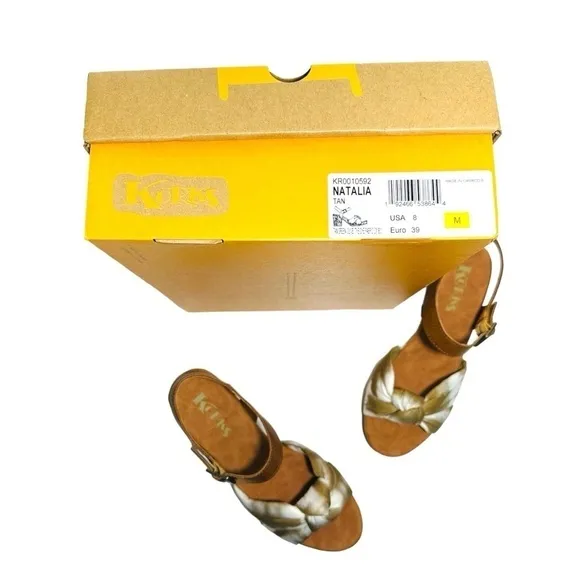 NWT Korks by Kork-Ease Natalia Green Olive Tie Dye Fabric Combo Sandals size 8