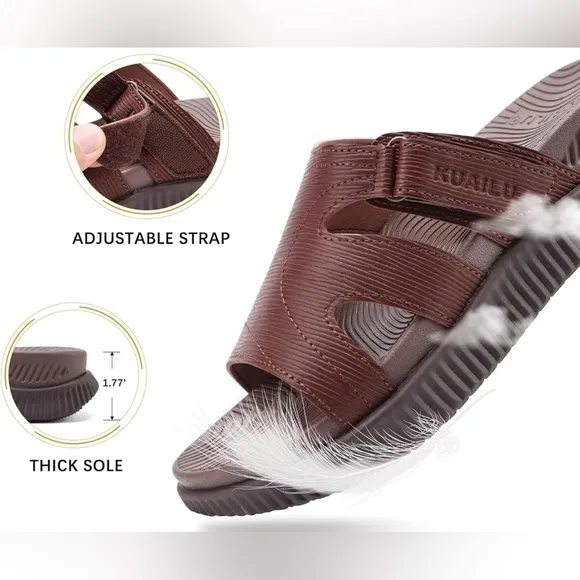 NWT- KuaiLu Womens Orthotic Slides Thick Athletic Cushion Recovery Sandals