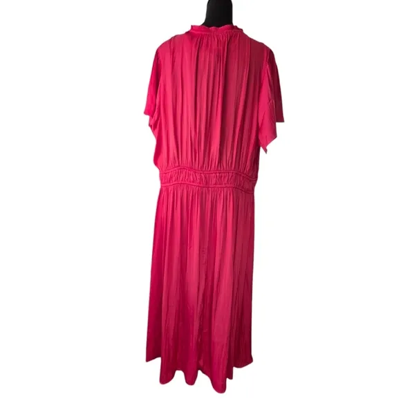 NWT Lane Bryant Silky Pink Midi Dress Flutter Sleeve, Women's Size 18 Plus Size
