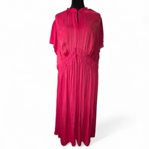 NWT Lane Bryant Silky Pink Midi Dress Flutter Sleeve, Women's Size 18 Plus Size