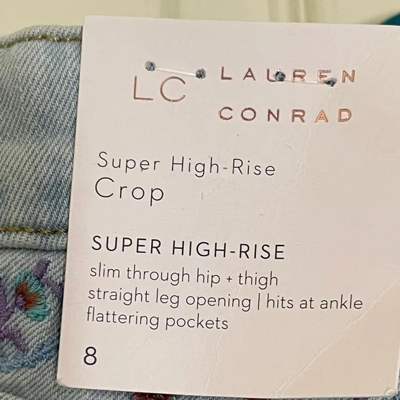 NWT LC Super High Rise Cropped Blue Jeans Size 8