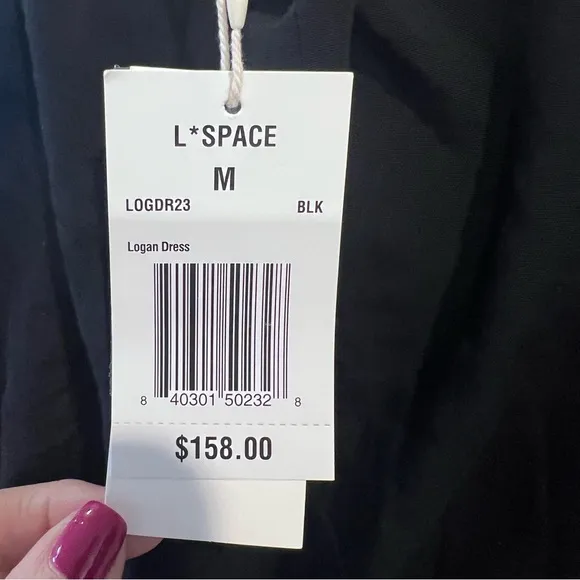 NWT L*space‎ Logan dress in black womens size medium with cinched waist