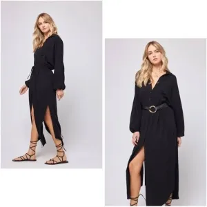 NWT L*space‎ Logan dress in black womens size medium with cinched waist