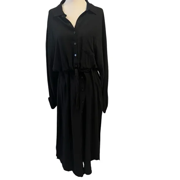 NWT L*space‎ Logan dress in black womens size medium with cinched waist