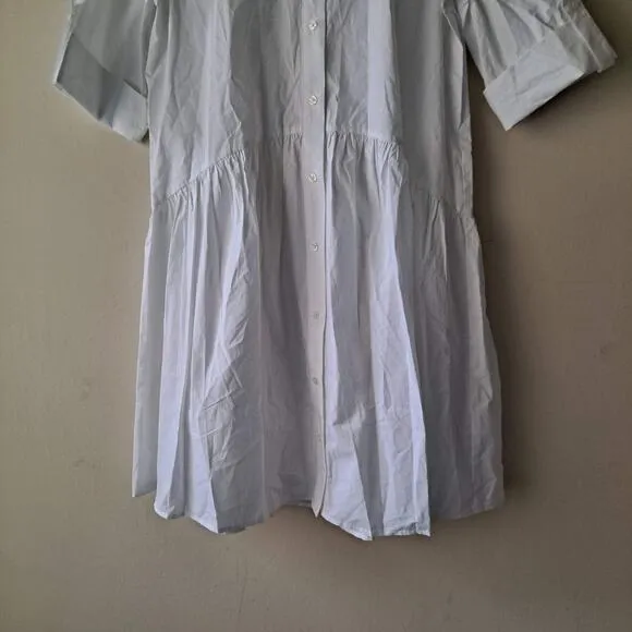 NWT Madewell Dress Cotton Poplin Button-Front Mini Shirtdress White Size XS