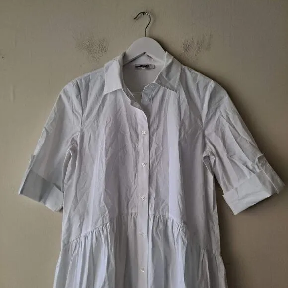 NWT Madewell Dress Cotton Poplin Button-Front Mini Shirtdress White Size XS