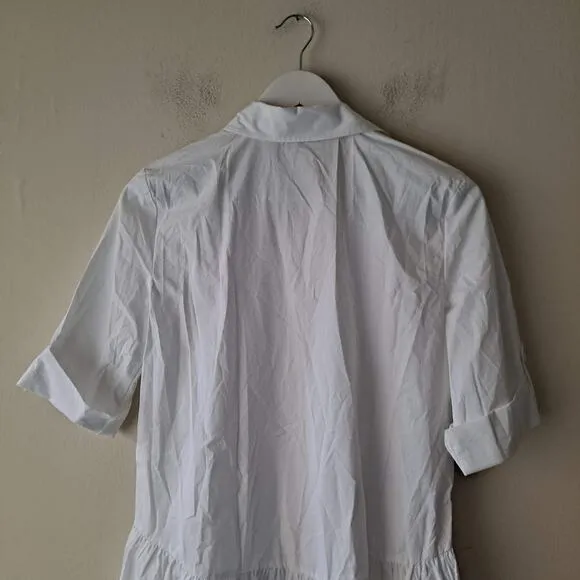 NWT Madewell Dress Cotton Poplin Button-Front Mini Shirtdress White Size XS
