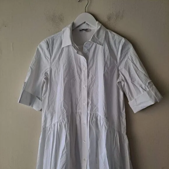 NWT Madewell Dress Cotton Poplin Button-Front Mini Shirtdress White Size XS