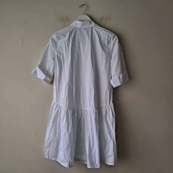 NWT Madewell Dress Cotton Poplin Button-Front Mini Shirtdress White Size XS
