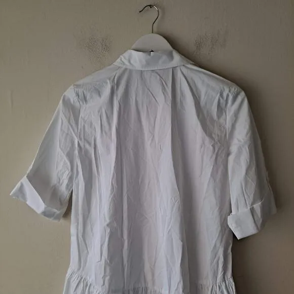 NWT Madewell Dress Cotton Poplin Button-Front Mini Shirtdress White Size XS