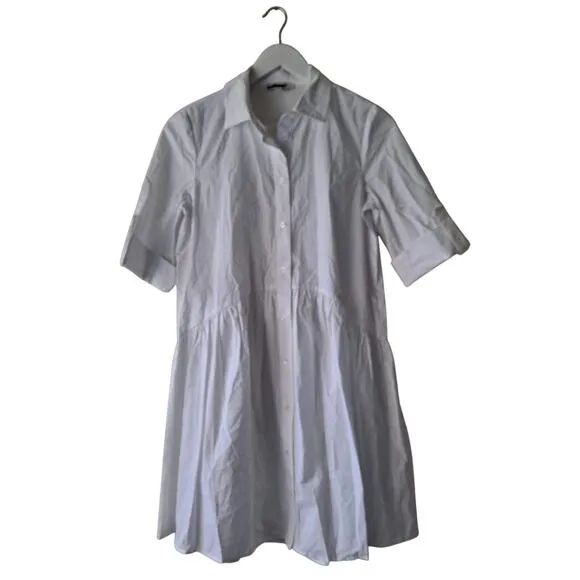 NWT Madewell Dress Cotton Poplin Button-Front Mini Shirtdress White Size XS