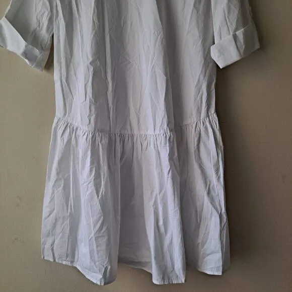 NWT Madewell Dress Cotton Poplin Button-Front Mini Shirtdress White Size XS