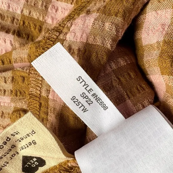 NWT Madewell Pull-On Ruffle Tiered Mini Skirt Gingham Seersucker Spiced Olive XL