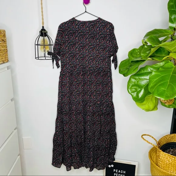 NWT Madewell - Tie-Sleeve Tiered Midi Dress XS