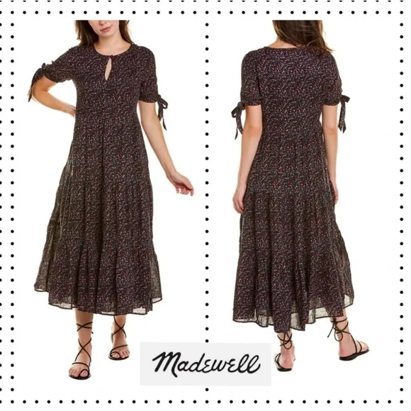 NWT Madewell - Tie-Sleeve Tiered Midi Dress XS