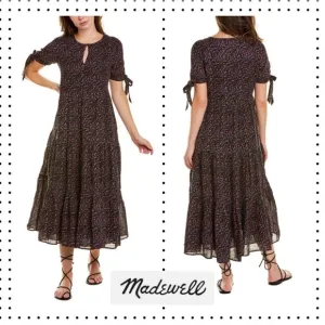 NWT Madewell - Tie-Sleeve Tiered Midi Dress XS