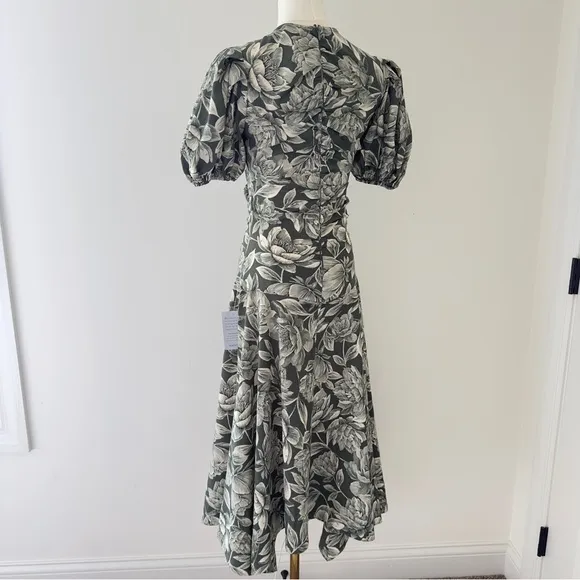 NWT Moon River Floral Puff Sleeve Women's Midi Dress Size Small