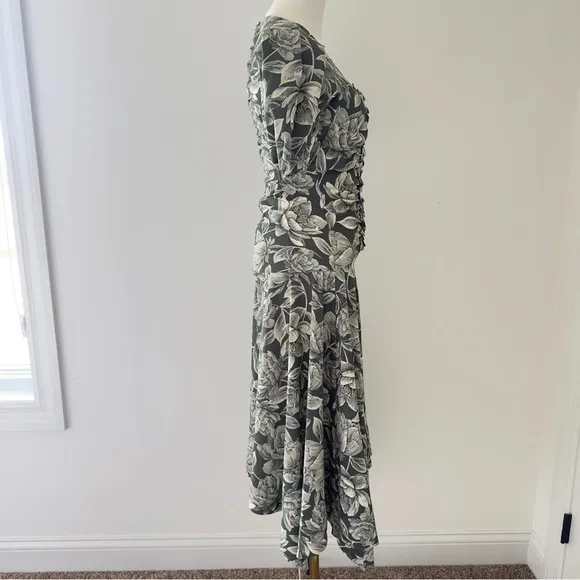 NWT Moon River Floral Puff Sleeve Women's Midi Dress Size Small