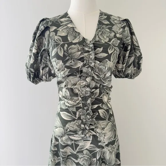 NWT Moon River Floral Puff Sleeve Women's Midi Dress Size Small